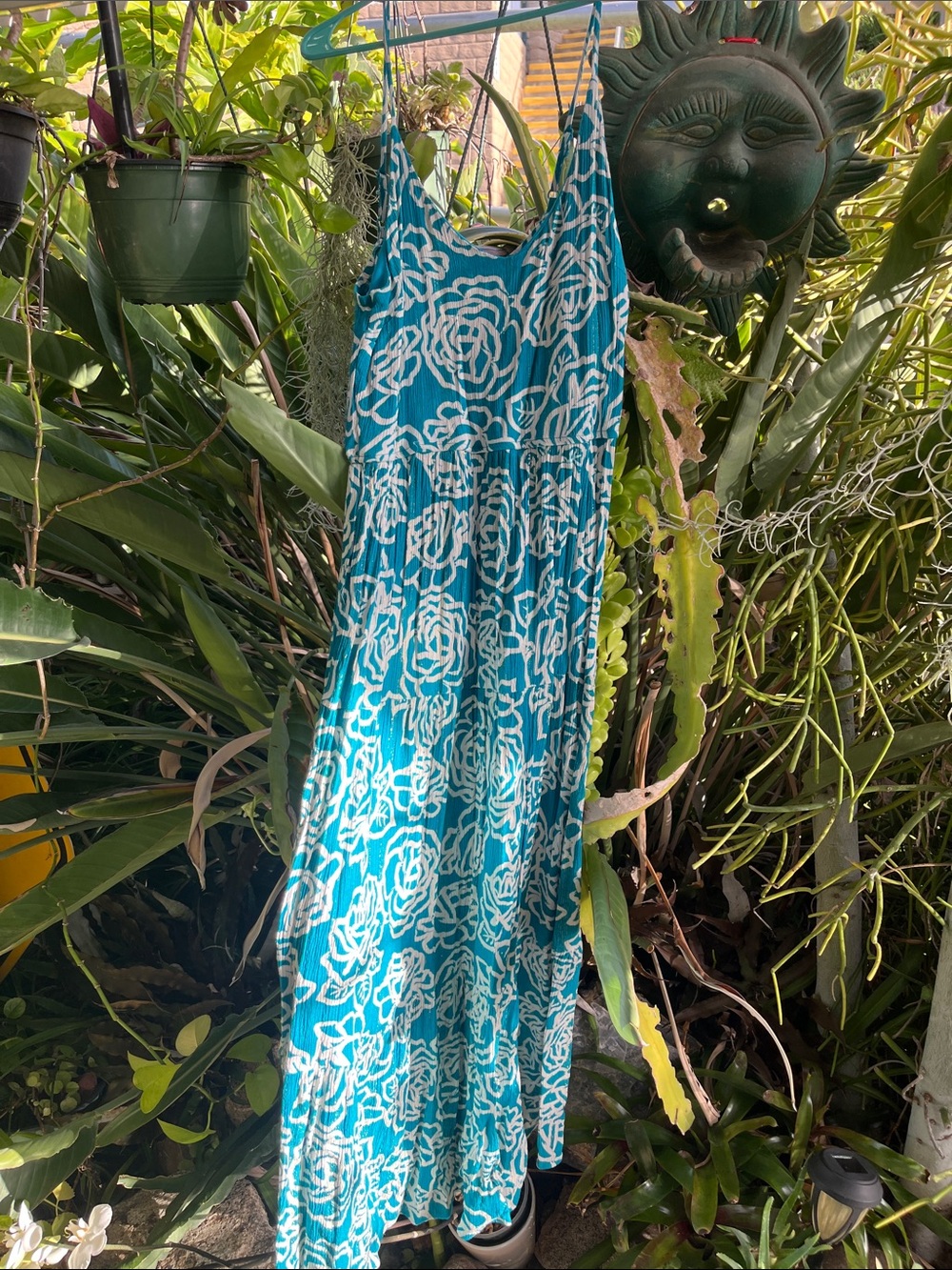 Sleeveless Teal Floral Maxi Dress